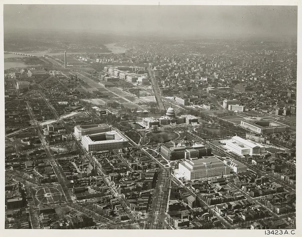 Capitol Hill, aerial view showing Library of Congress and annex, 1939